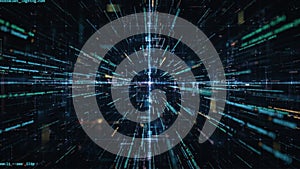 Futuristic Data Flow and Digital Code Explosion with Glowing Particles